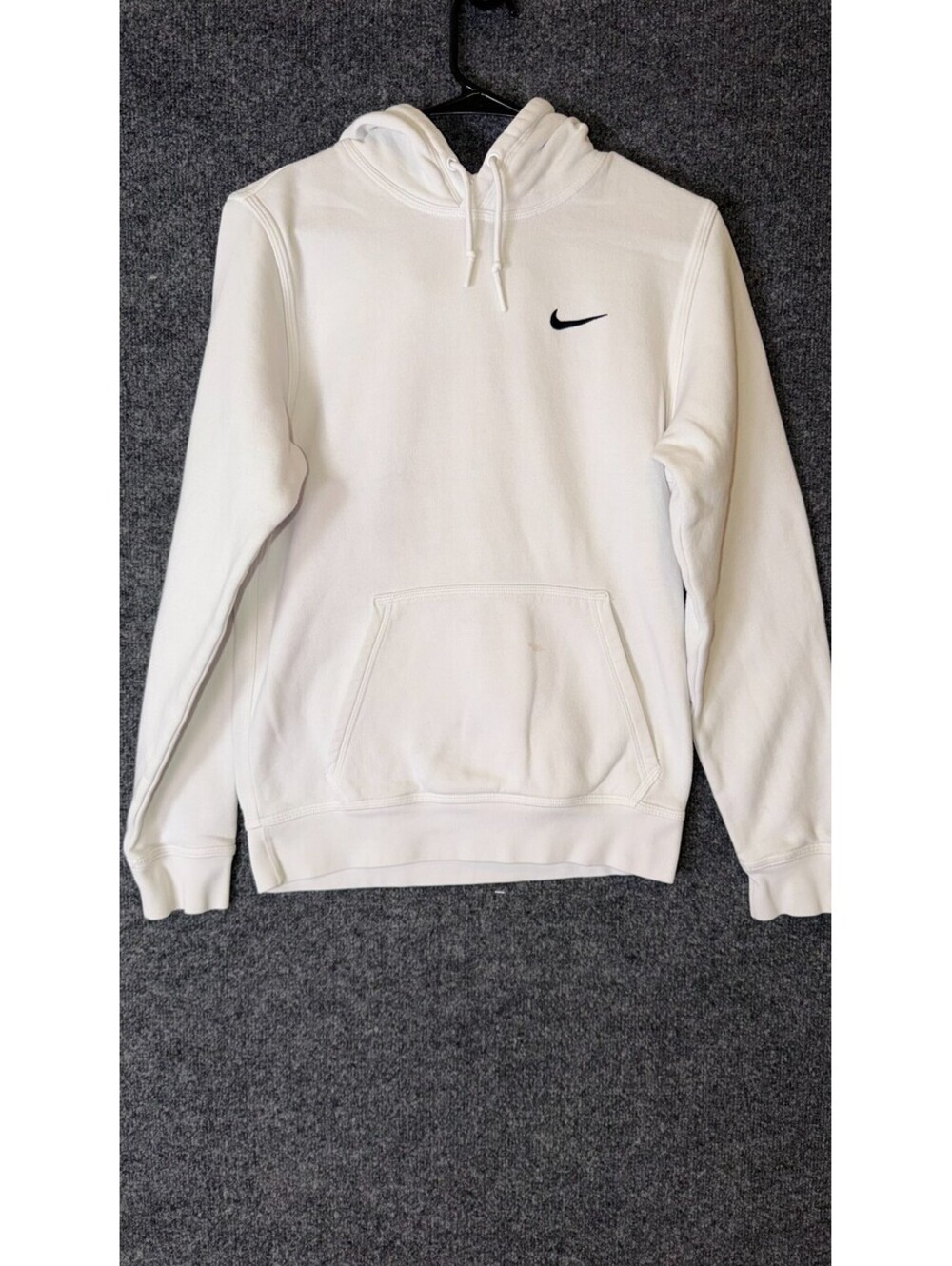 Nike Swoosh Hoodie Adult Small White Embroidered Center Swoosh Pullover Fleece